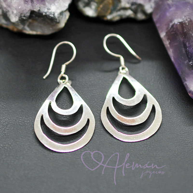 MWL 331-0005 Aretes de Plata Calados Triple Gota
