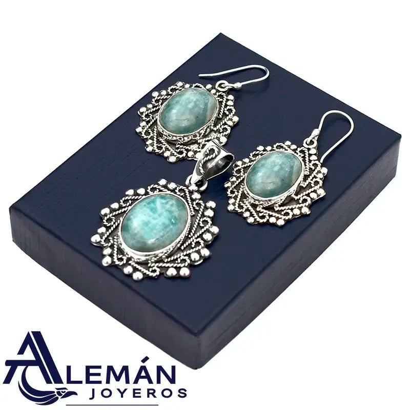 Juego de Plata .925 "Óvalo Amazonita" 3310015