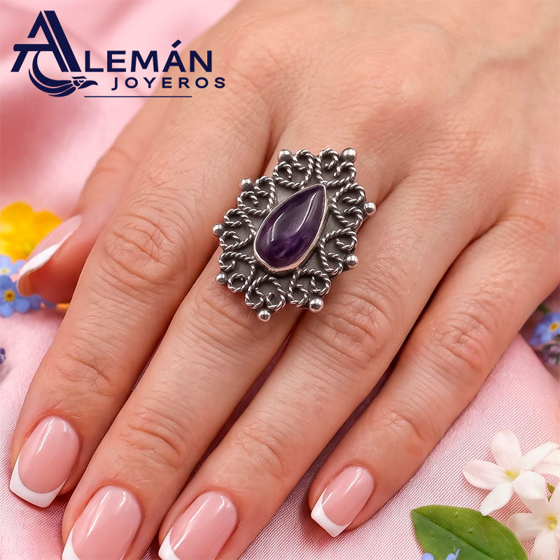 Anillo de Plata .925 "Mosaico Púrpura" 3310092