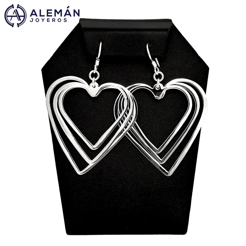 Aretes de Plata .925 "3 Corazones" 3310098