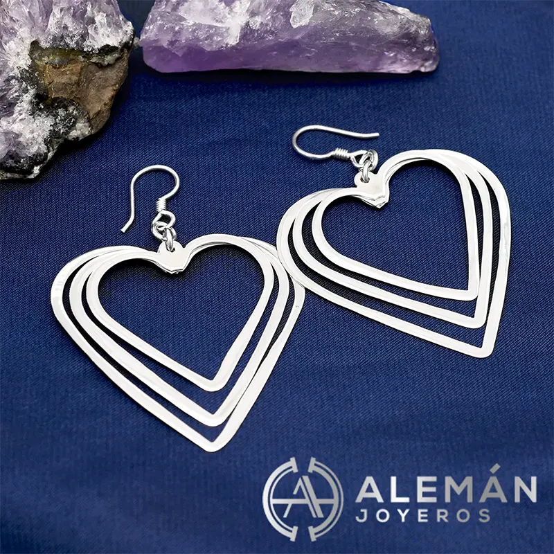 Aretes de Plata .925 "3 Corazones" 3310098