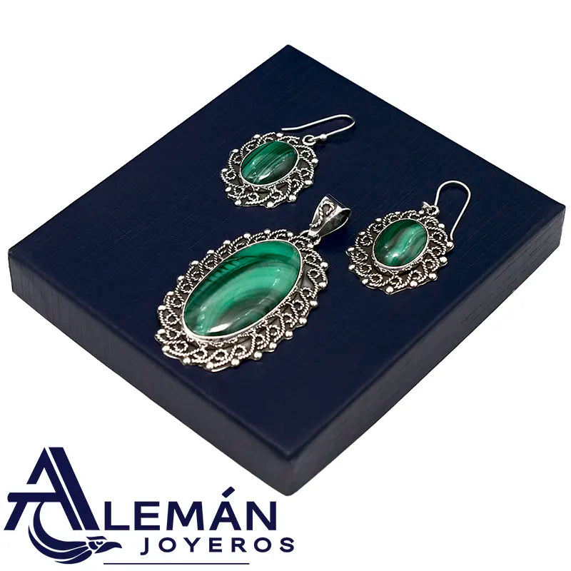 Juego de Plata .925 "Óvalo Malaquita" 3310193-5
