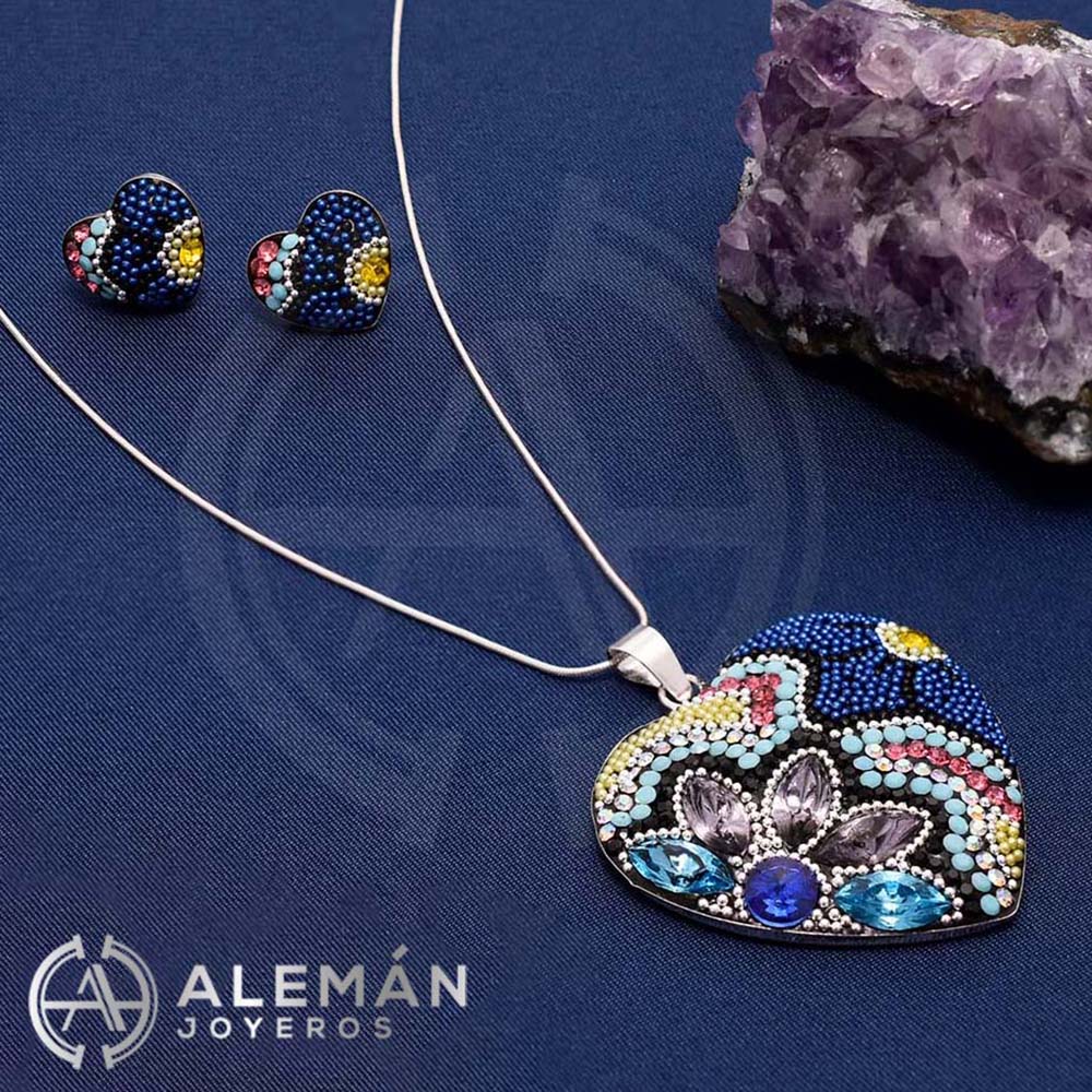 Juego de Plata .925 "Corazón Huichol" 3310460