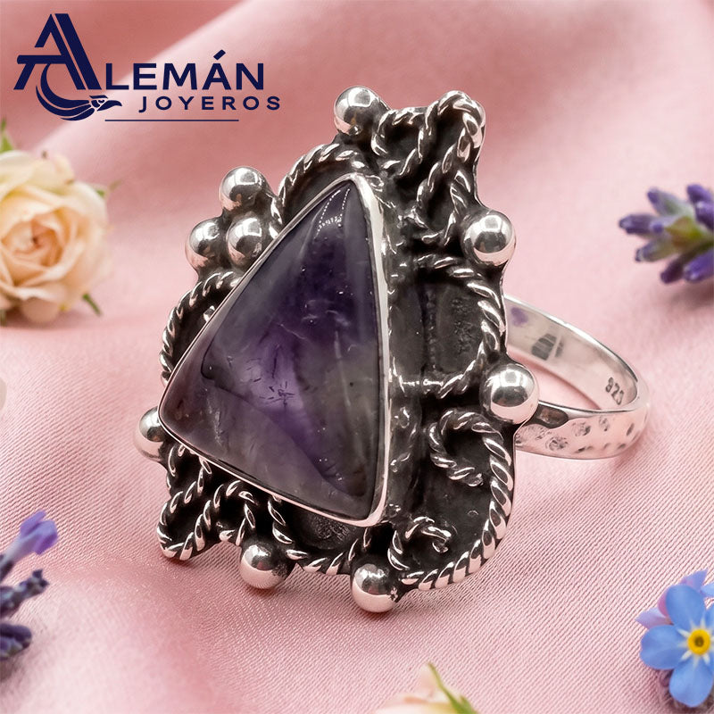 Anillo de Plata .925 "Triángulo Amatista" 3310467