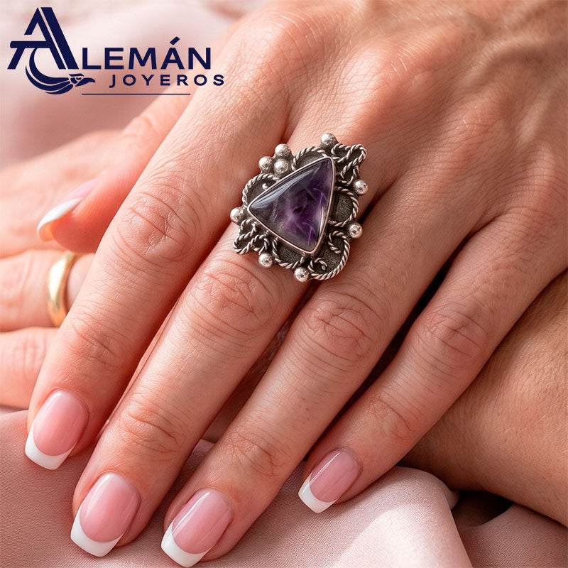 Anillo de Plata .925 "Triángulo Amatista" 3310467