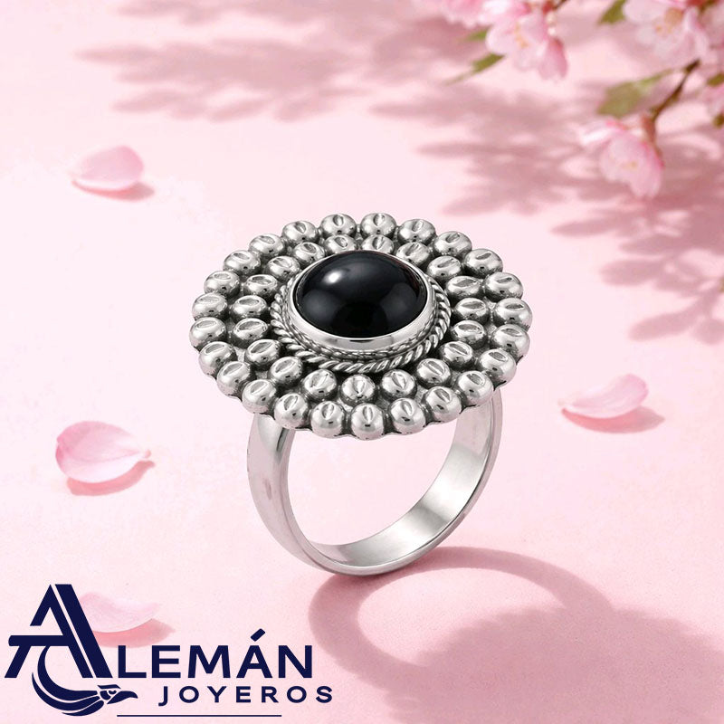 Anillo de Plata .925 "Flor Ónix"
