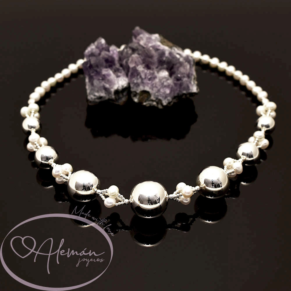 MWL 331-C008 Collar Perla Natural Cultivada con Plata .925