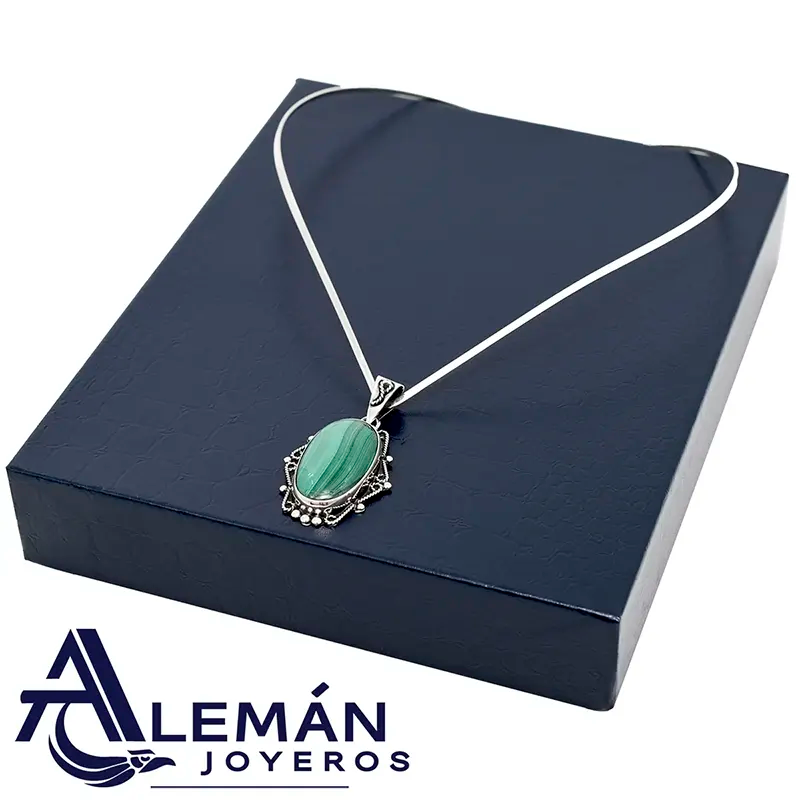 Gargantilla y Dije de Plata .925 "Malaquita" #331C009