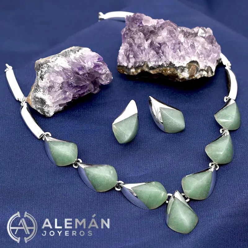 Collar y aretes de plata .925 "Gala Venturina" 331C066