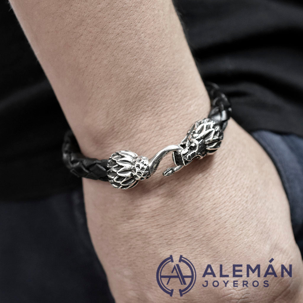 Pulsera de Plata y Piel Quetzalcoatl 3310009